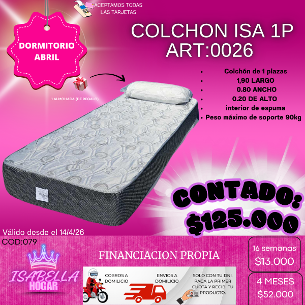 Producto - COLCHON ISA 1P COD:079