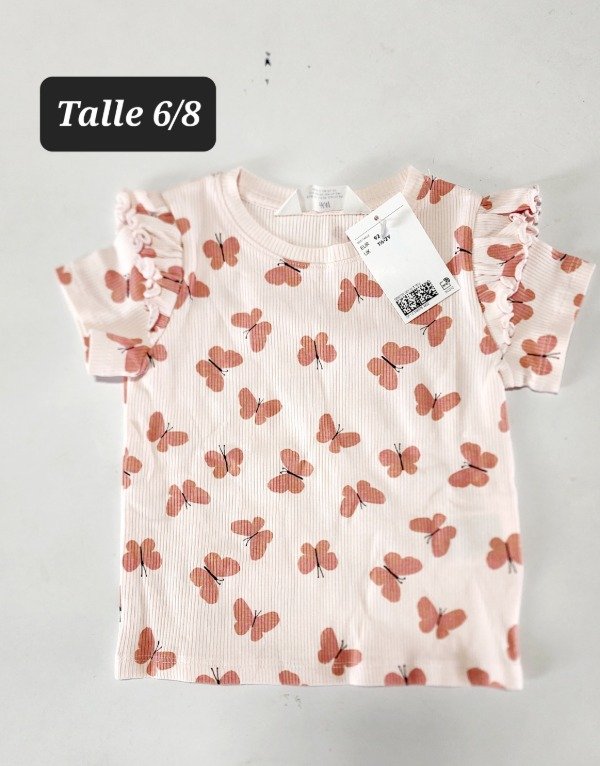 Producto - Remera manga corta HyM talle 6/8 morley mariposa