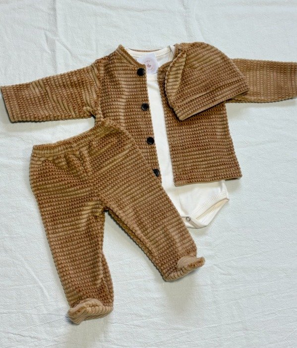 Producto - Conjunto Plush Burbuja Tostado