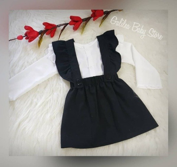 Producto - FALDA CON TIRANTES DE TUSOR EN NEGRO