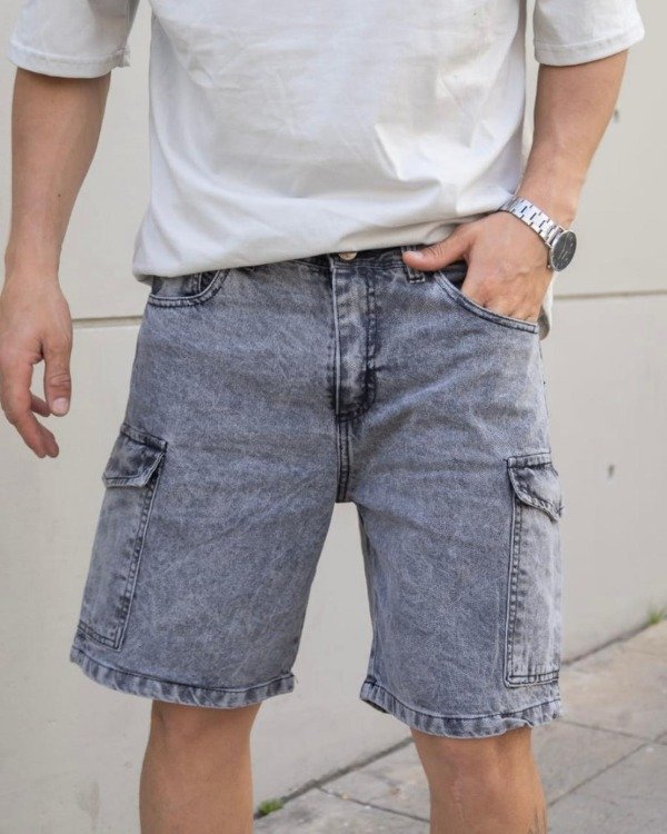 Producto - Bermuda Mom Cargo Gris Claro