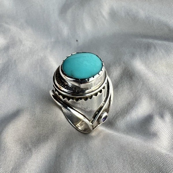 Producto - ANILLO ENCAMISADO TURQUESA Y TANZANITA
