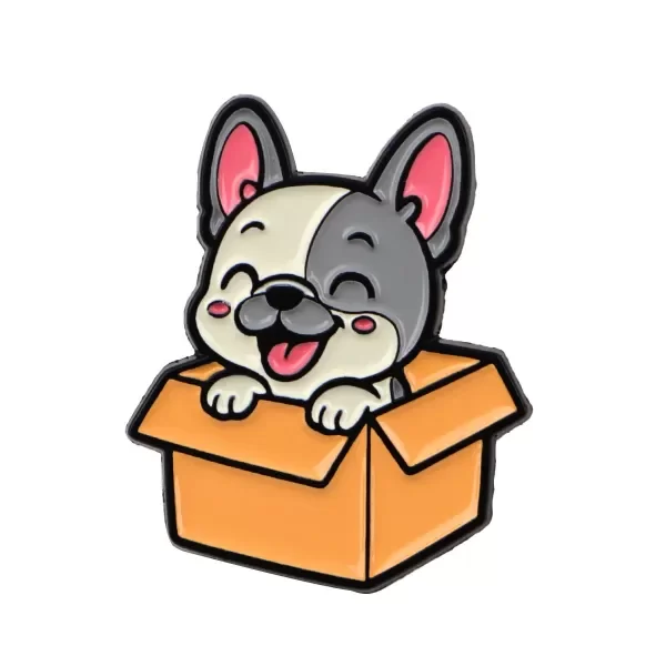Producto - Pin Perro cachorro en caja - Bulldog Francés