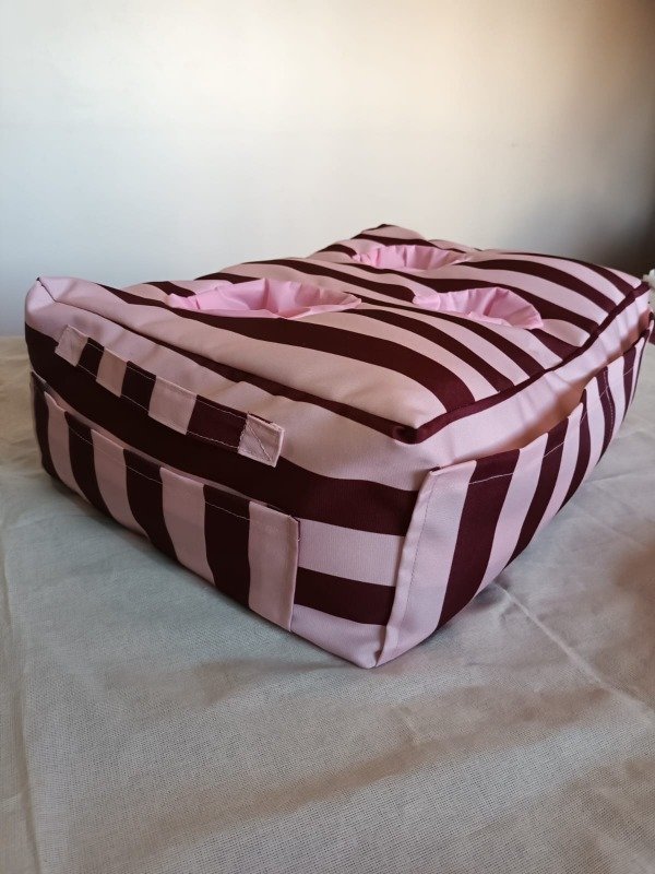 Producto - Almohadón Matero Rayado Rosa y Bordó - Gabardina Impermeable - 2