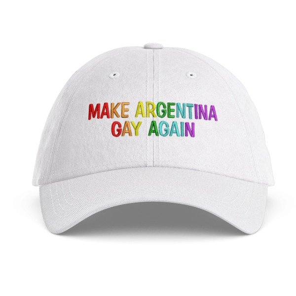 Producto - Gorra Blanca Make Argentina Gay Again - Bordado MULTICOLOR - Unisex - OFERTA