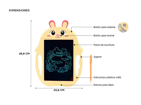 Producto - Tableta De Dibujo LCD 6 -borrado c/boton -botón de bloqueo -2 plantillas - 5