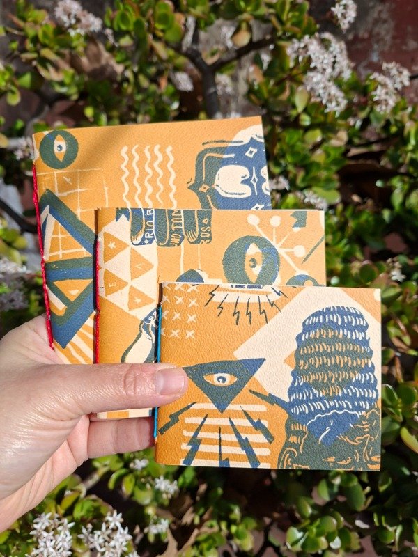 Producto - Pack 3 libretas - Tapas papel ocre- hojas lisas
