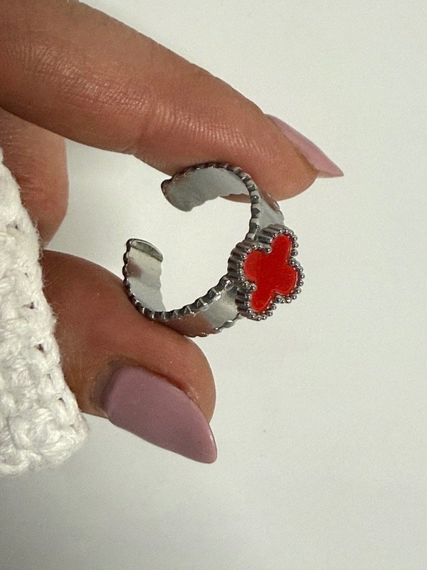 Producto - N499 Anillo van cleef rojo acero quirúrgico talle único regulable