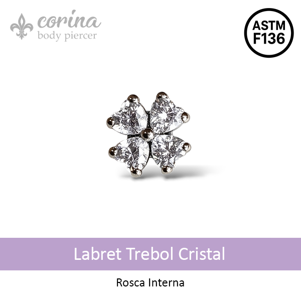 Producto - Labret Trebol Cristal Titanio