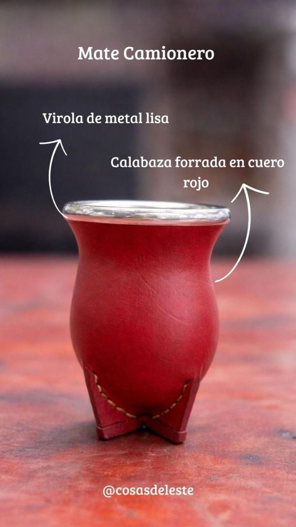 Producto - Mate calabaza con virola de acero rojo