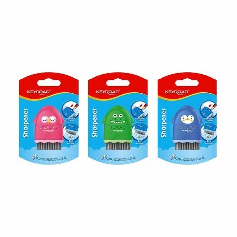 Producto - SACAPUNTAS CON GOMA Y CEPILLO EN BLISTER X UNIDAD COLORES SURTIDOS KEYROAD