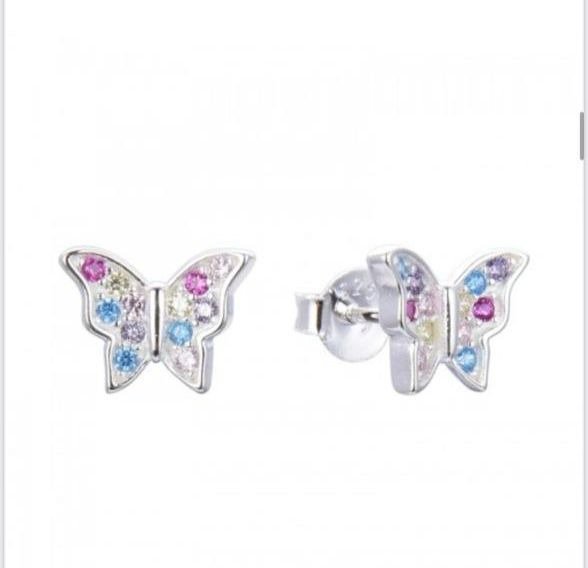 Producto - Aros Mariposa con Stras Color Plata-925. Par
