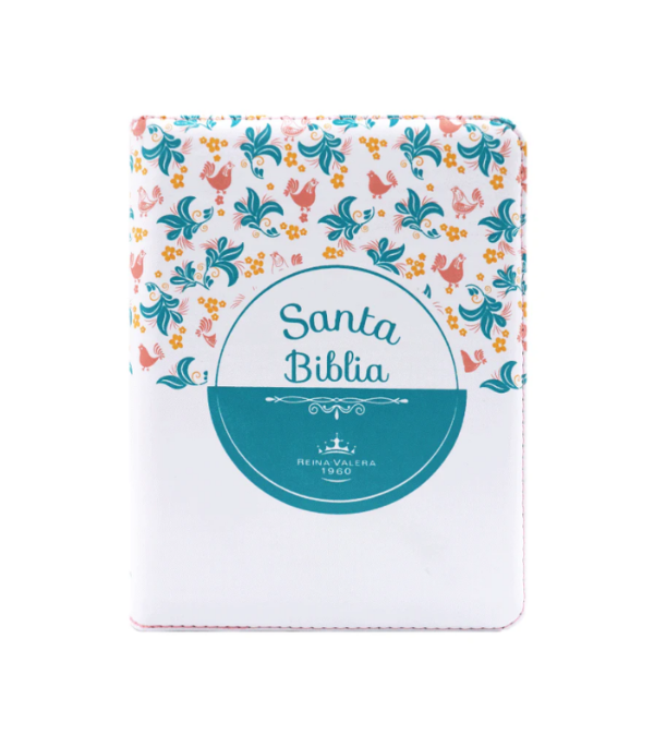 Producto - BIBLIA RVR COMPACTA CON CIERRE BLANCO FLORES
