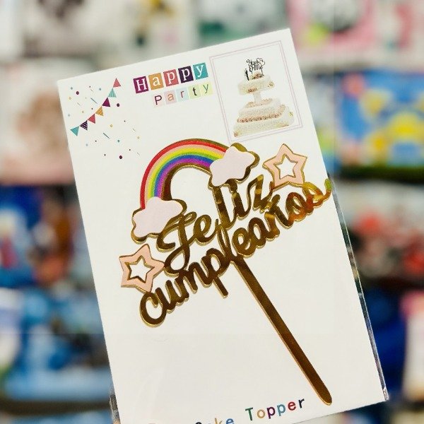 Producto - Topper para torta Feliz Cumpleaños Arcoiris
