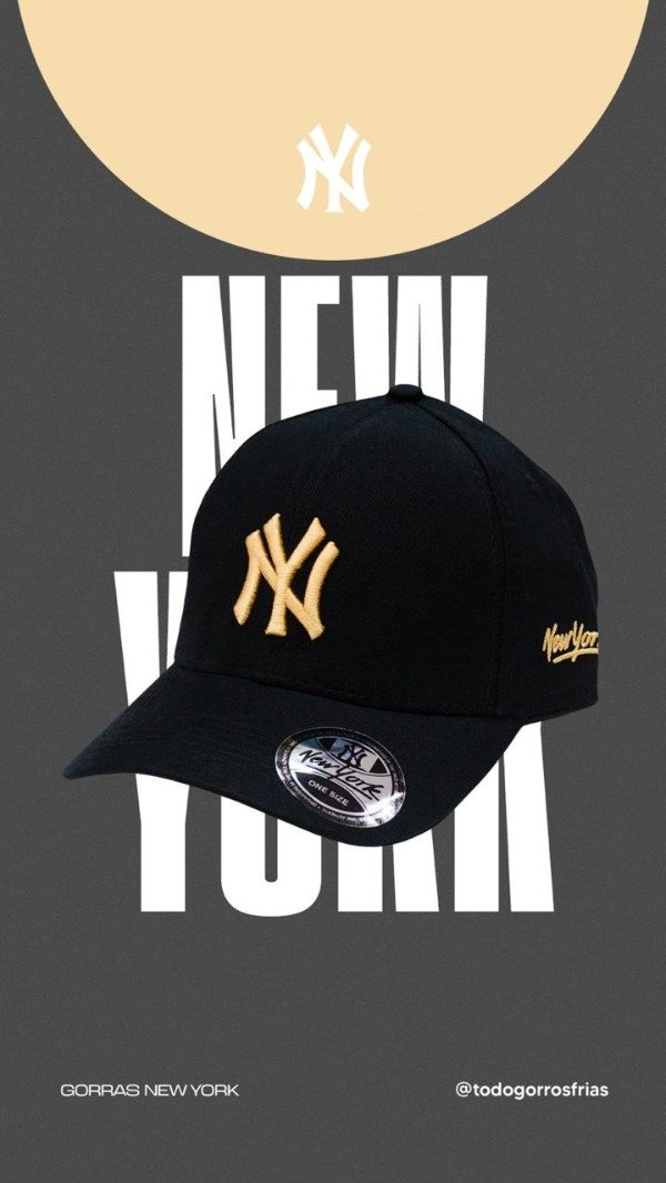 Producto - GORRA NEW YORK LOGO DORADO TOTAL BLACK
