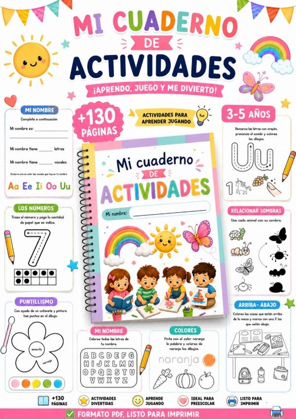 Producto - PDF Cuaderno de Actividades Preescolar+ABC para Trazar
