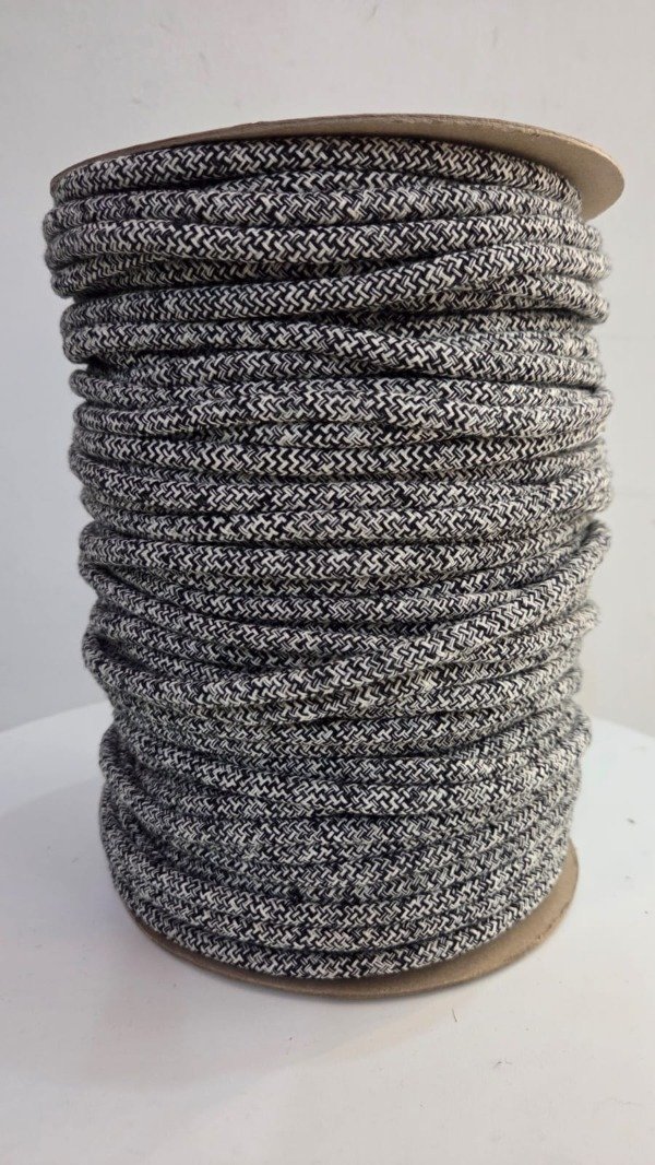 Producto - Cordón de algodón trenzado 6mm MELANGE NEGRO Y CRUDO