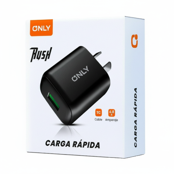 Producto - Cargador Only Rush con Cable Usb Tipo C - Color Negro