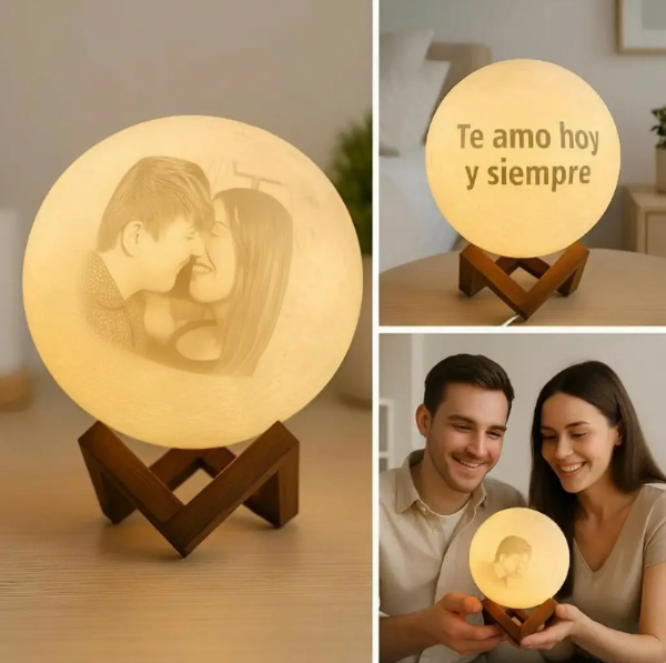 Producto - Lámpara Luna Personalizada con Foto  Velador San Valentín