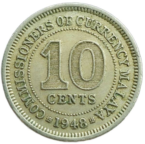 Producto - Malaya Britanica 5 Cents 1948 Rey Jorge VI (Mancomunidad) Km#8 VF+