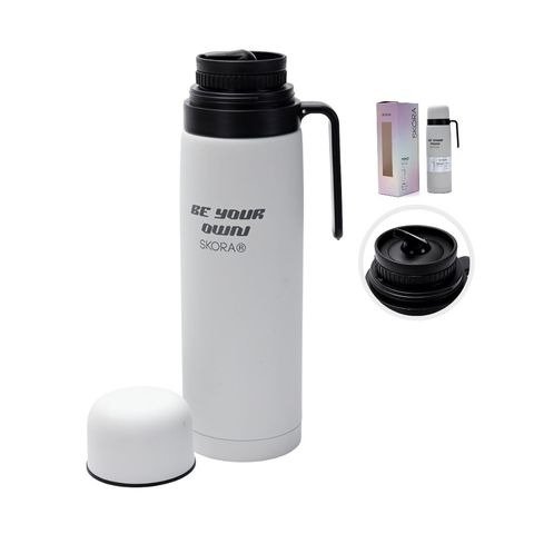 Producto - TERMO DE ACERO CON PICO MATERO Y MANIJA GRIS 1000CC SKORA