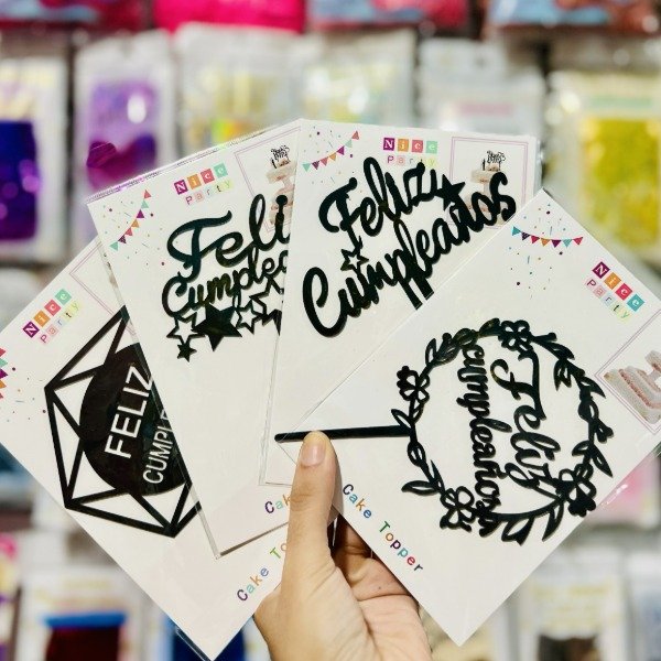 Producto - Topper para torta Feliz Cumpleaños NEGRO