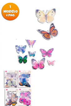 Producto - ADORNO MARIPOSA ADHESIVA HOLOGRAFICA 16PCS X 1U.