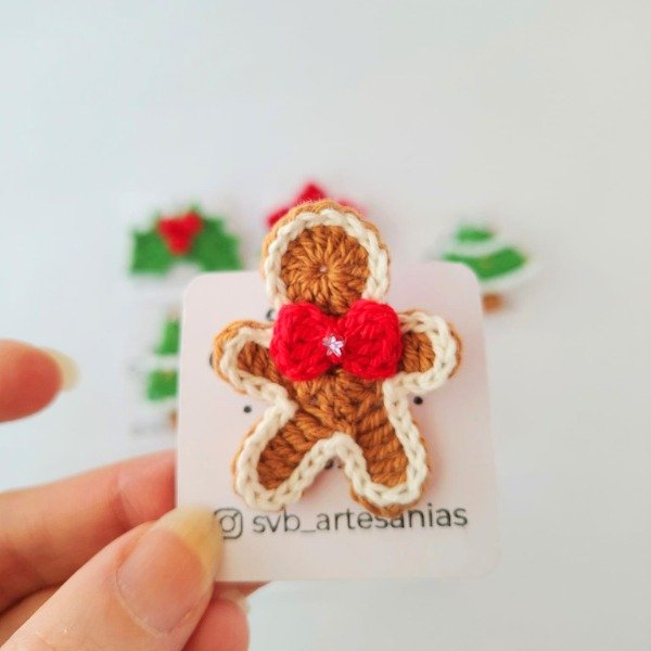 Producto - Prendedor navideño galleta jengibre tejido crochet