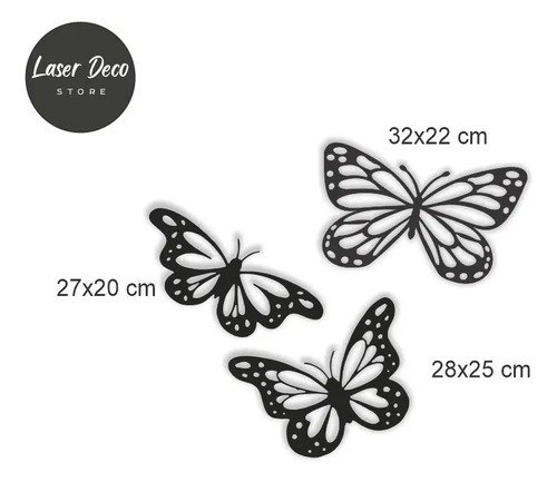 Producto - Aplique De 3 Mariposas Decorativas MdF - 2