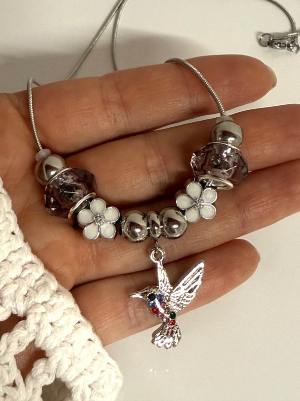 Producto - C408 Collar tipo Pandora con charms y cadena fina acero quirúrgico