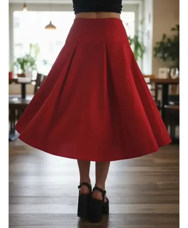 Producto - Pollera plato circular pin up Retro Rojo - 5