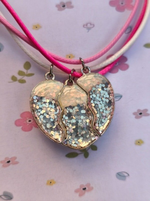 Producto - Collares Iman x3 corazón glitter - 1