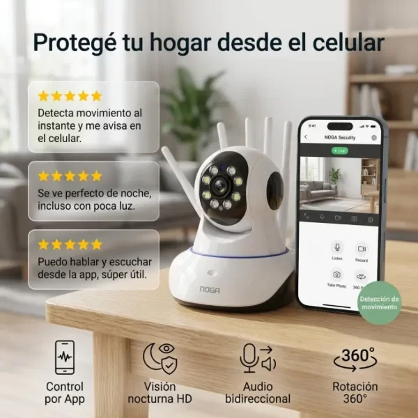 Producto - Camara De Seguridad IP WiFi 4 Antenas Noga NGW 20S HD Visión Nocturna - 3
