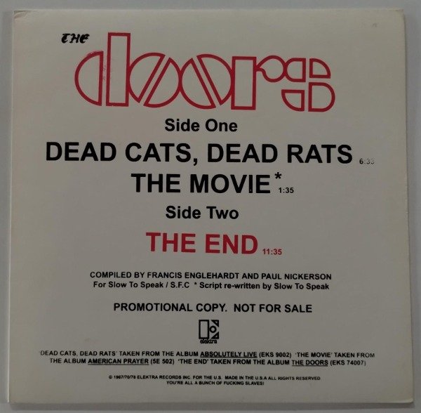 Producto - THE DOORS Dead Cats, Dead Rats Vinilo 12 Unoff USA 2008 The End