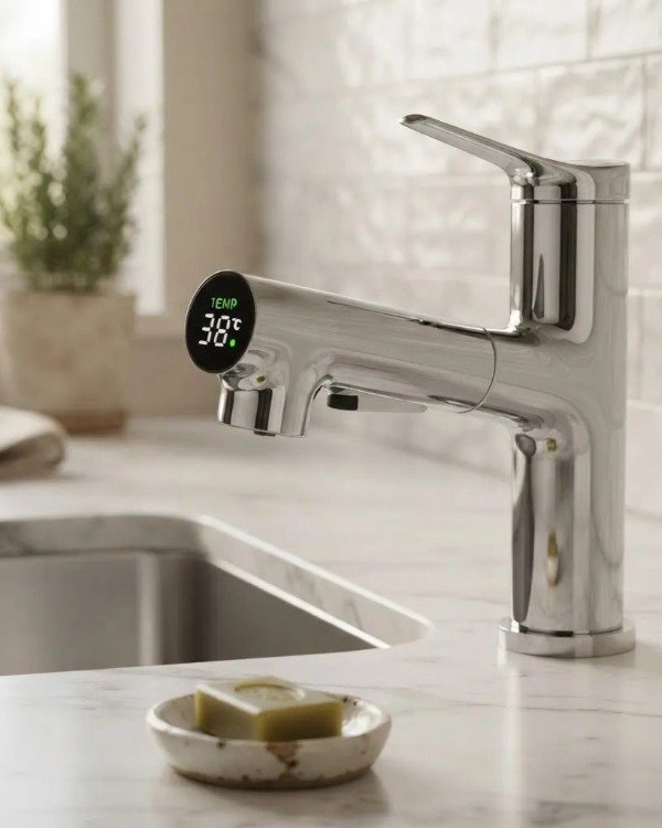 Producto - Grifería Monocomando Inteligente Cilíndrica Con Display Led Premium - 2