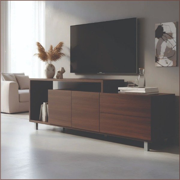 Producto - Rack Tv Led Platinum 2605 1.8 Mtr. 2 Cajones - Tabaco Color Marrón Oscuro