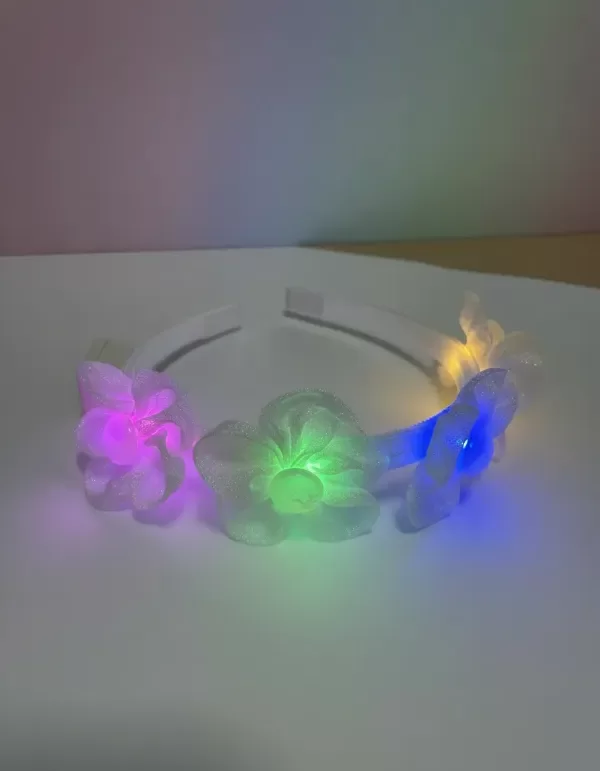 Producto - Vincha Flores Blancas con Luz Multicolor - 1
