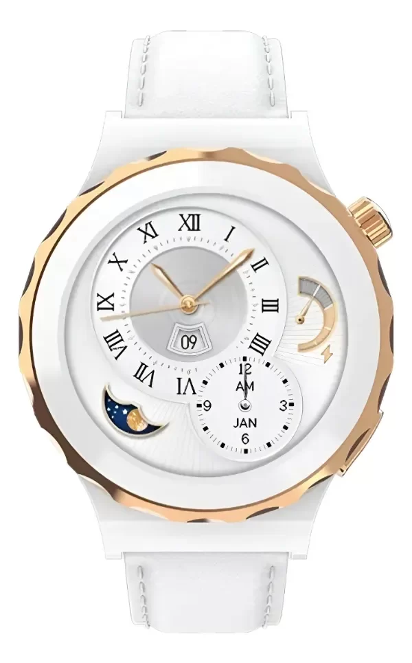 Producto - Reloj Inteligente Hw3 Mini Blanco Dorado Cuerina