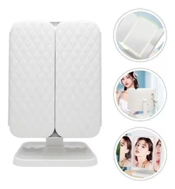 Producto - Espejo de Maquillaje Triple LED con Aumento y Recargable USB - 1