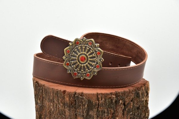 Producto - Cinturón Chapón Flor Bronce y rojo