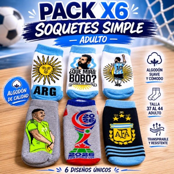 Producto - Pack x6 - soquetes simple ARG adulto 1