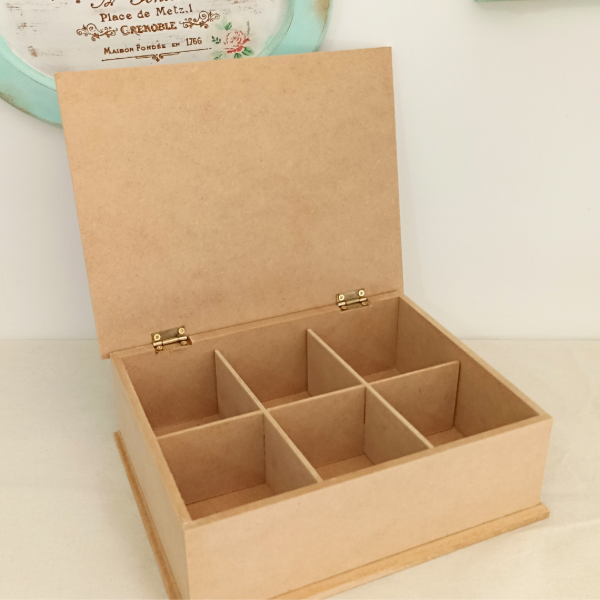 Producto - Caja de té tapa CIEGA x 6 div.