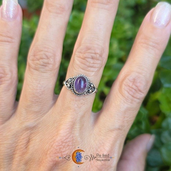 Producto - Anillo Hindú "Vanha" - Amatista (Piedra 7 x 9 mm) / Talle: 18 mm - 2