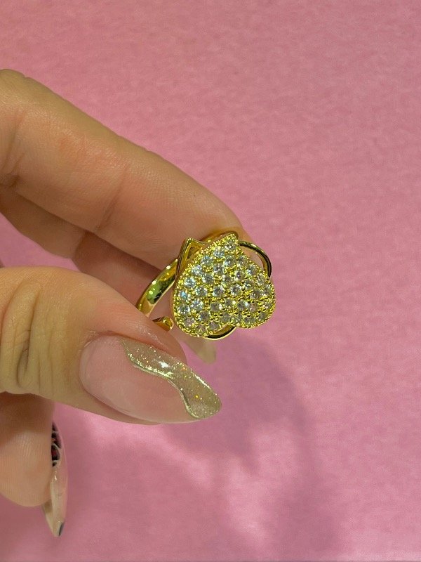 Producto - ANILLO CORAZON GIRATORIO  GOLD MICROPAVE