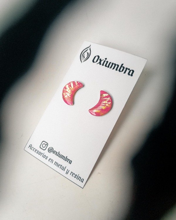 Producto - Mini Aretes Luna (dorado y rosa)