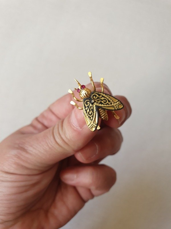 Producto - Brochecito Mosquita Damasquinado de Toledo 70s - 2