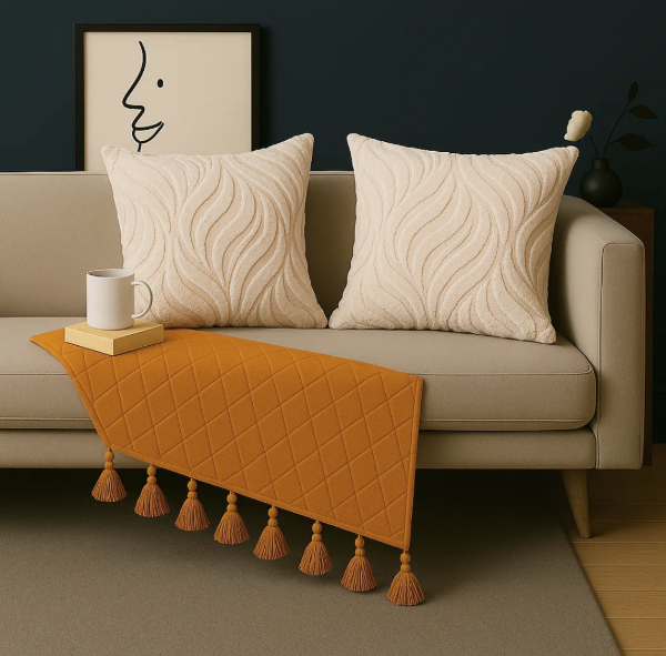 Producto - Funda para almohadón 45x45 cm hojas natural
