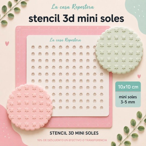 Producto - STENCIL MINI SOLES 3D 10cm x 10cm