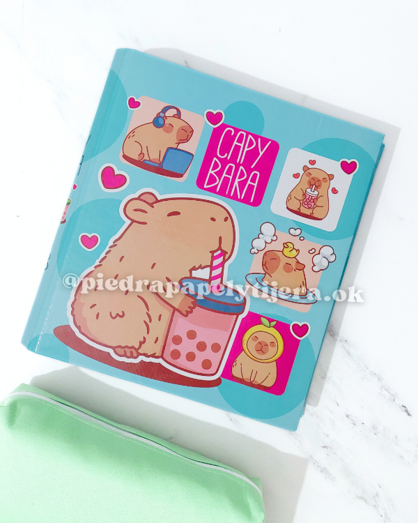 Producto - Carpeta 3 anillos capybara celeste