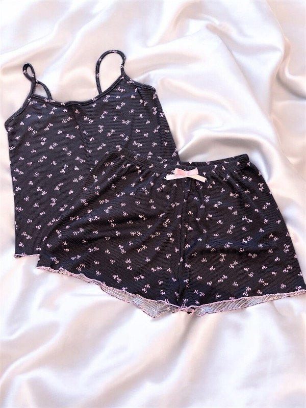 Producto - Pijama moñito negro con rosa